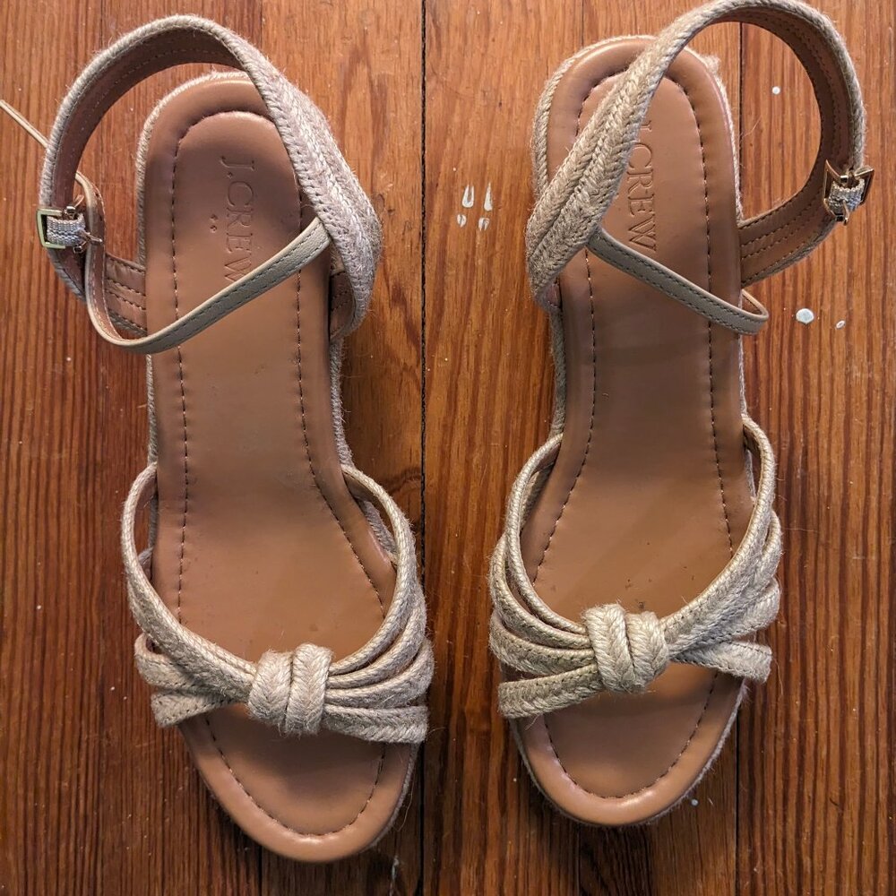 J.Crew Factory Tan Wedge Sandals size 8.5